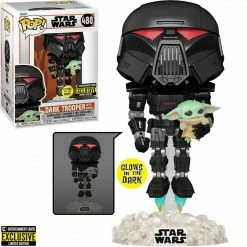 Best Pirce 🤩 FUNKO POP! Starwars: Dark Trooper With Grogu EE Exclusive "Glows In The Dark" ⭐ 6 FUNKO POP! Starwars: Dark Trooper With Grogu EE Exclusive
